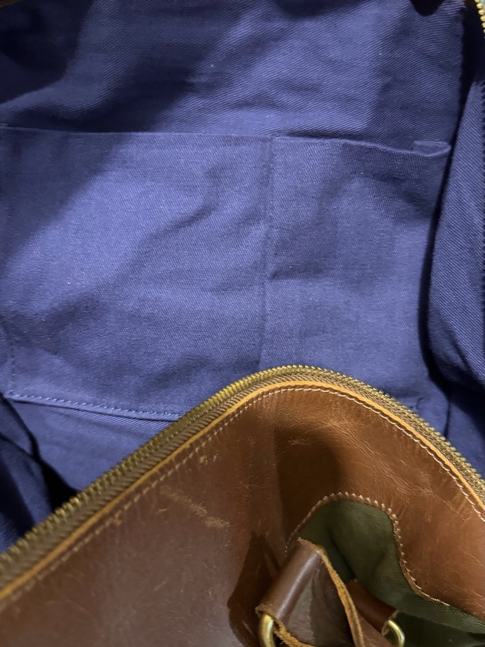 United By Blue Trafford Canvas Weekender Duffle Travel Bag Moss Green Leather - Picture 13 of 14